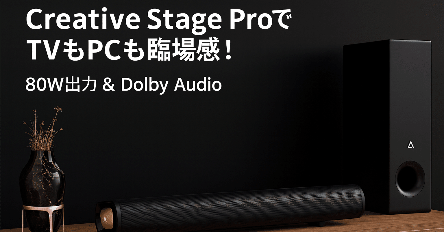 新製品紹介】Creative Stage Pro – TVもPCも臨場感!2.1chサウンドバー 新製品紹介】Creative Stage Pro – TVもPCも臨場感!2.1chサウンドバー