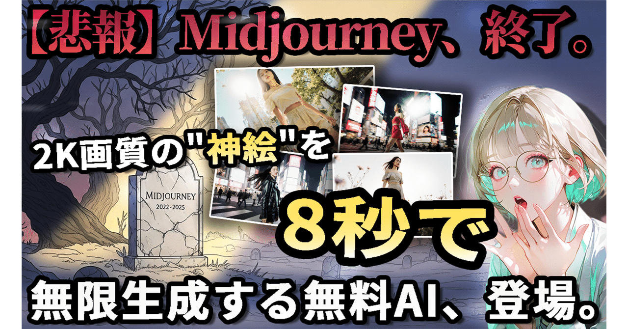 Midjourney終了の真相】もう有料AIは不要。2K画像を