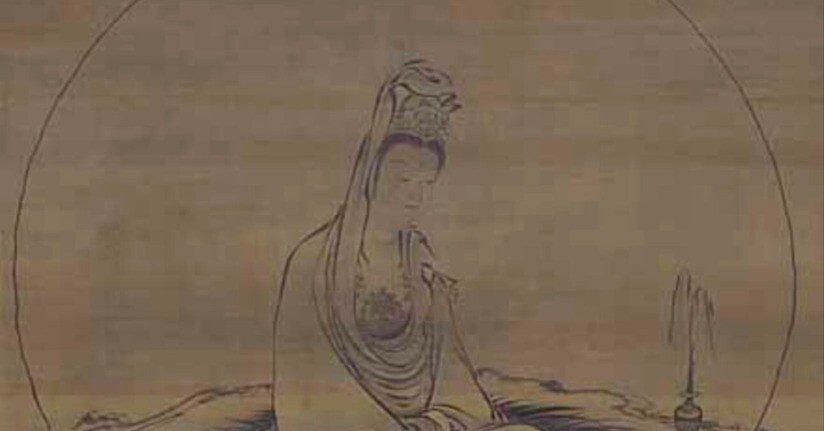 白衣観音図──補陀落山でくつろぐ観音さま｜ごんべnote