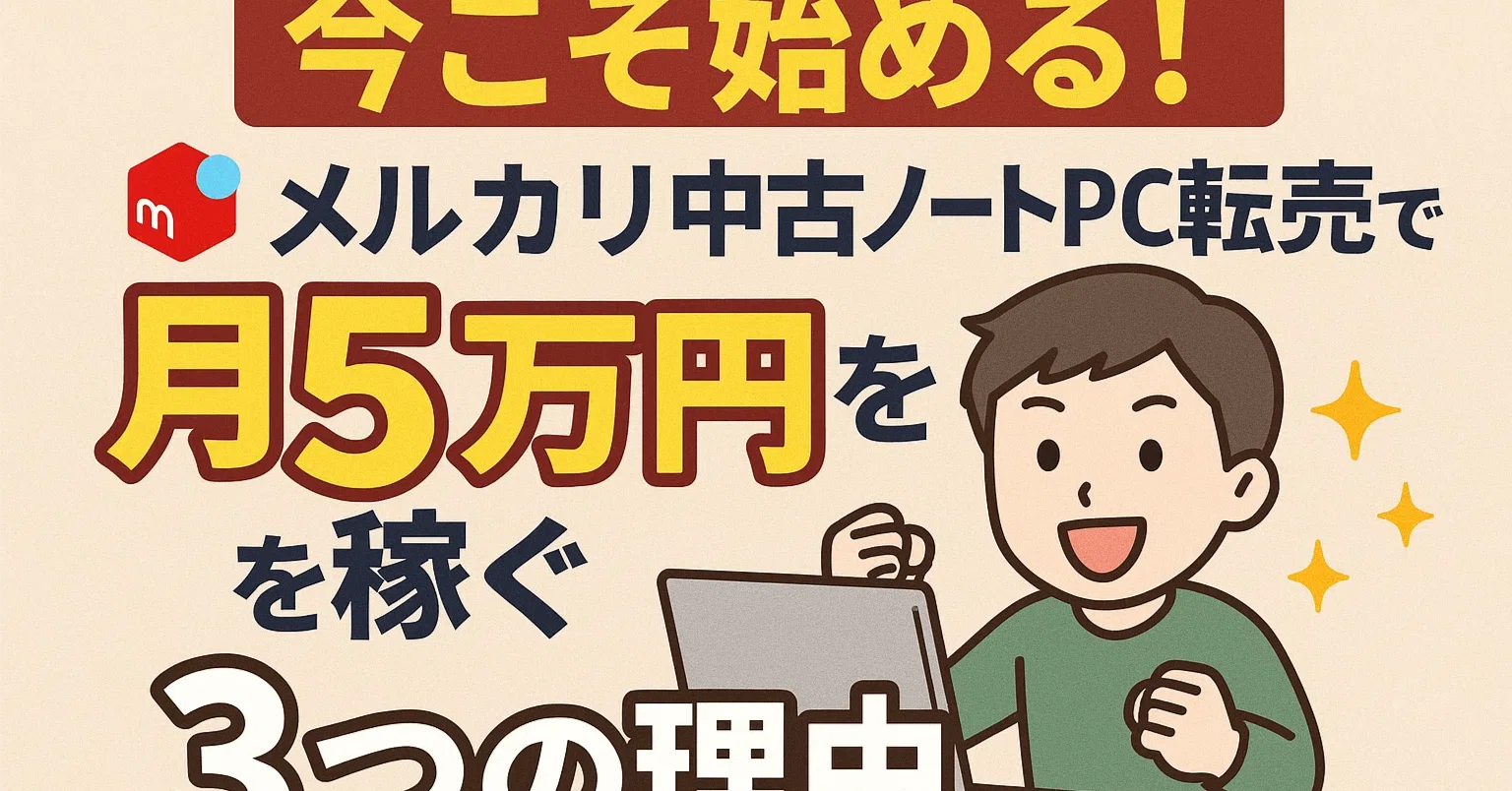 今こそ始める！メルカリ中古ノートPC転売で月5万円を稼ぐ3つの理由 