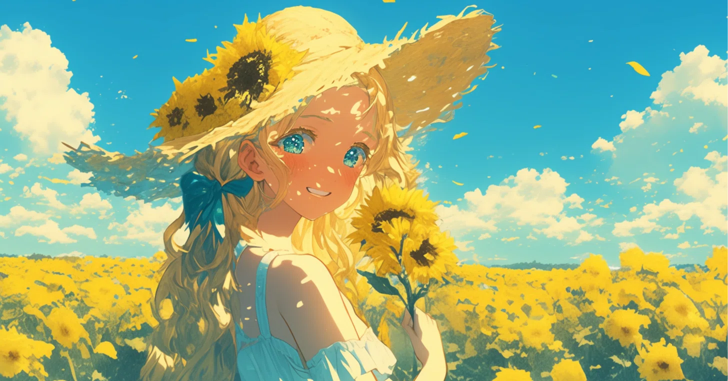 ひまわり🌻を見に行ってきた｜AIイラスト｜Kinu｜AIイラスト