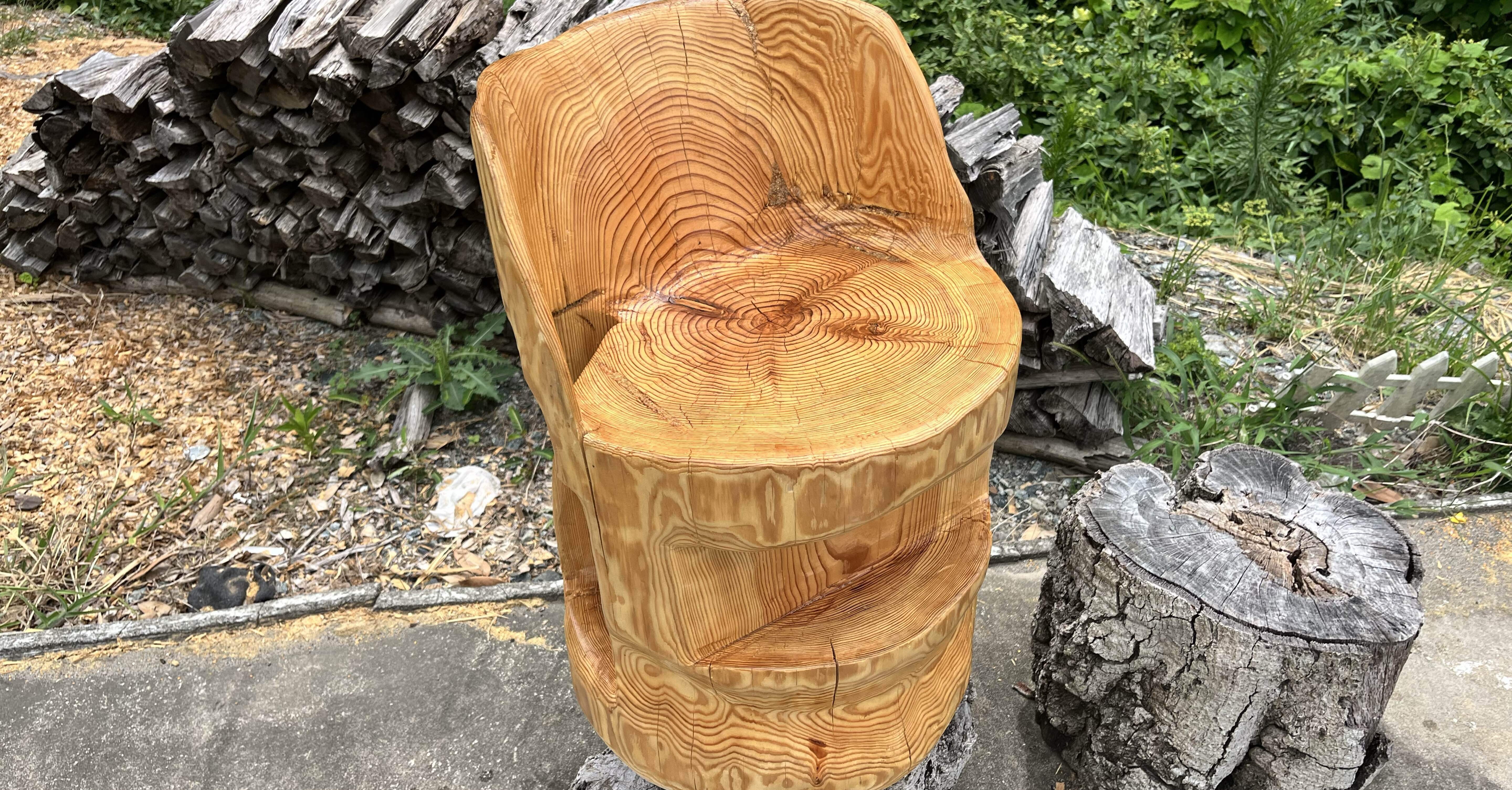 腰癒し丸太椅子 新登場？｜丸太工房〜館山〜｜館山南房総の薪販売