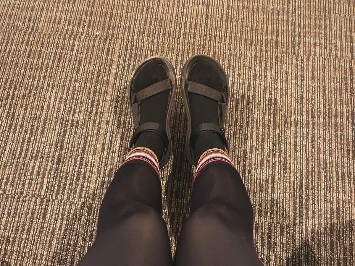 完全防備した足の写真