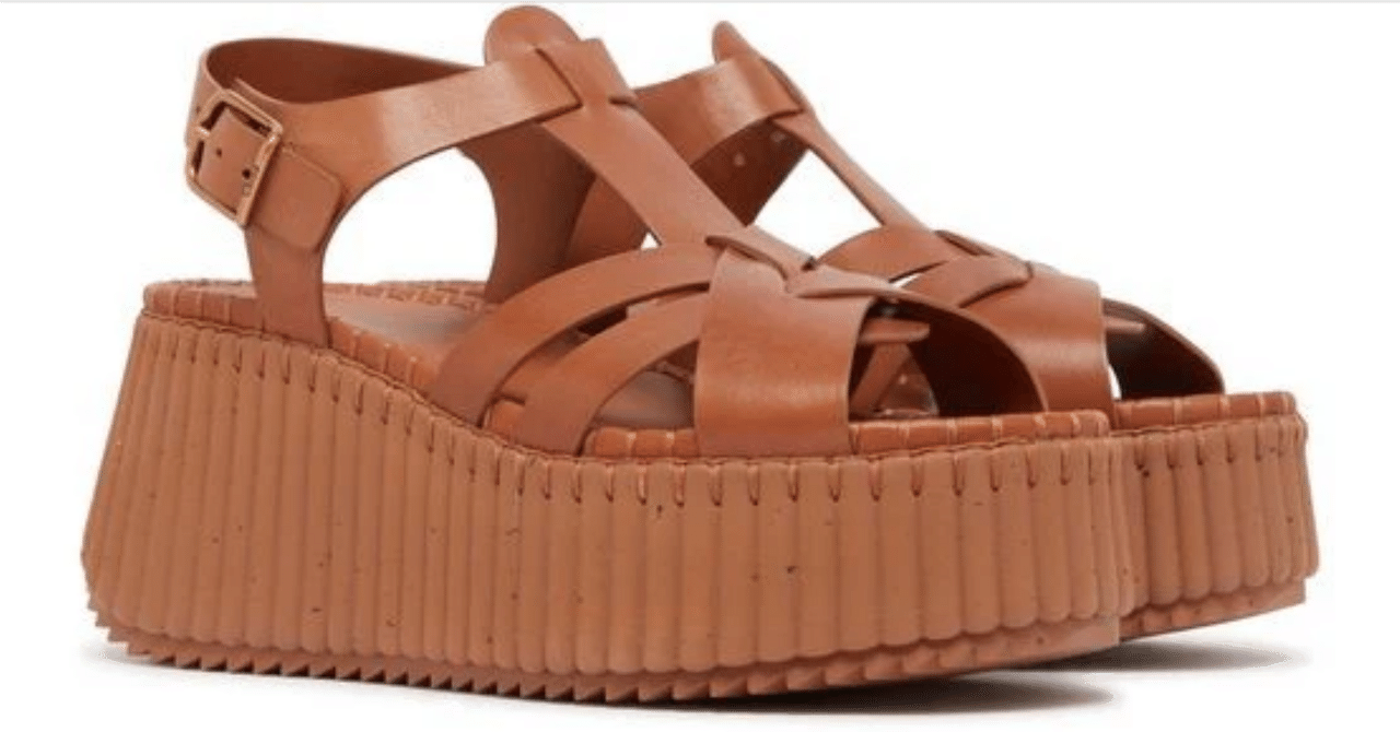 【Chloe】Nama 80 レザープラットフォームトングサンダル Chloé Namaウェッジサンダル | Chloé JP