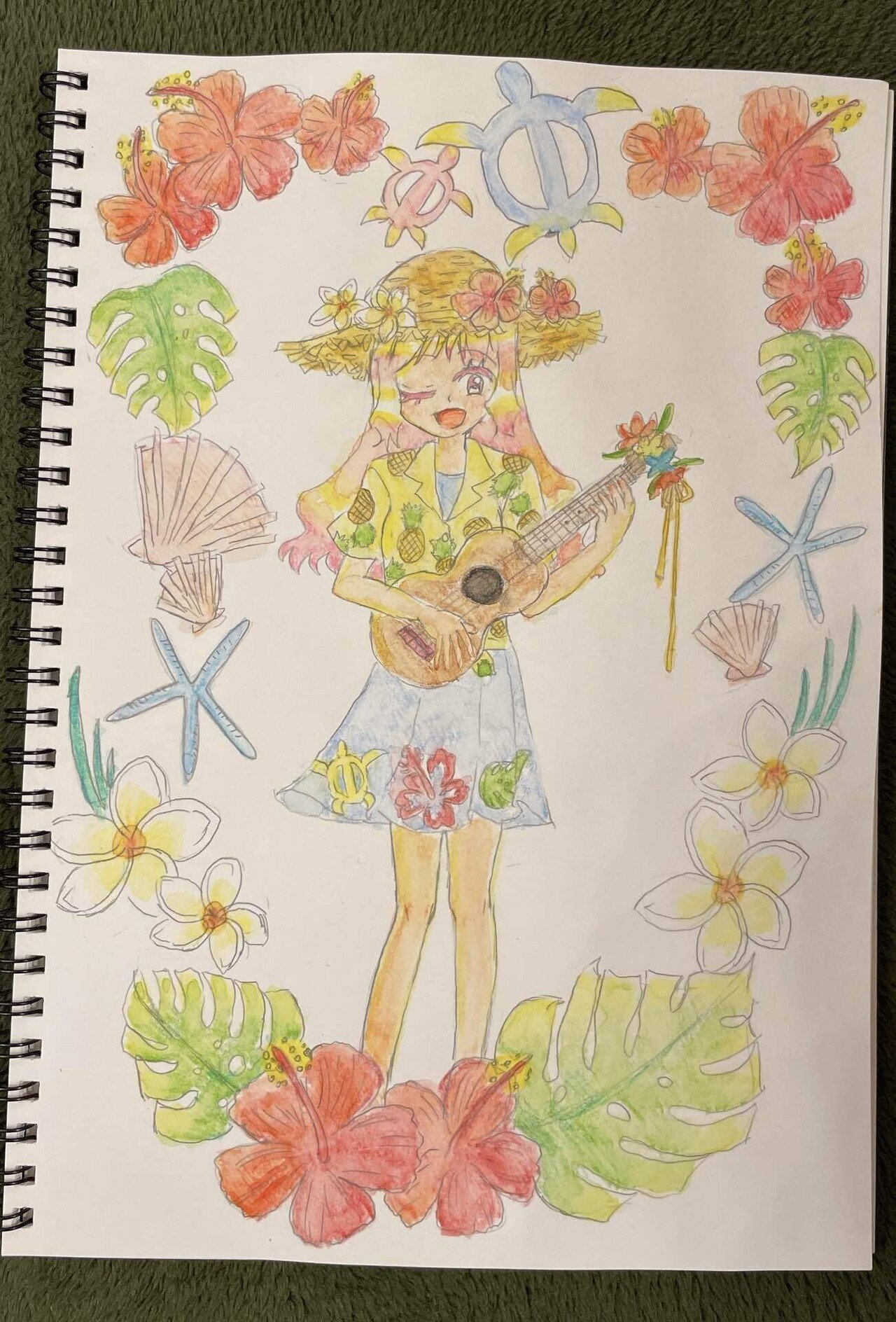 100均スケッチブックにひたすら水彩色鉛筆でお絵描き！23枚の絵を