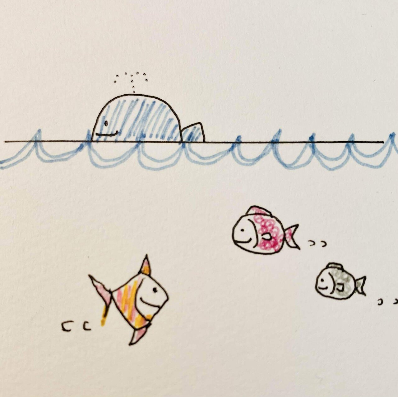 たいのおかしら 手描きの魚の絵 こんばんは🌙*.｡ あのぅ。 手描きイラストを描いてみたのですが