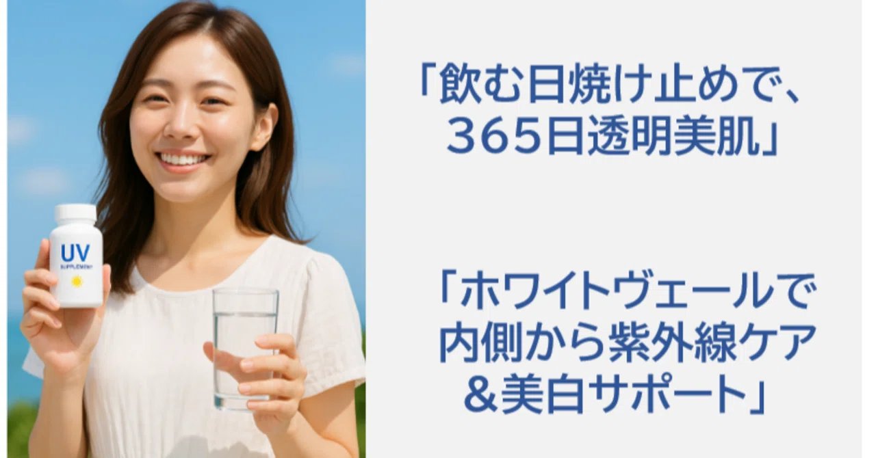 ホワイトヴェール 効果と口コミ｜飲む日焼け止めで内側から紫外線ケア