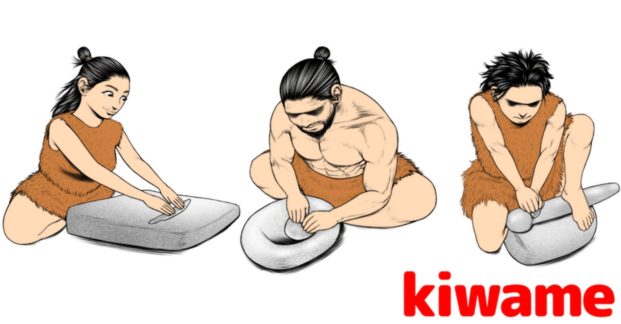 半磨製石器(出土品)　(約10㎝×約10㎝×約2・5㎝) 磨製石器｜kiwamejapan