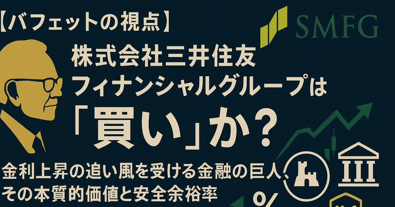 バフェットの視点】株式会社三井住友フィナンシャルグループは『買い』か？ —  金利上昇の追い風を受ける金融の巨人、その本質的価値と安全余裕率｜AIバフェット研究所 所長