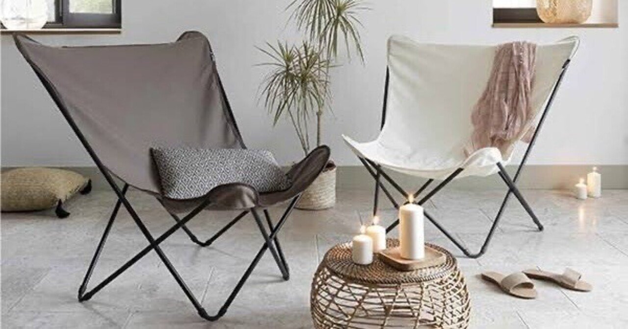 フランス】ラフマ Lafuma 青 バタフライチェア 折りたたみ式