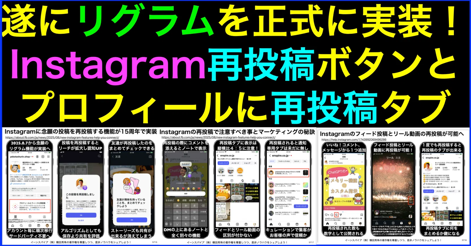 リグラム実装Instagramの再投稿ボタン・プロフィール再投稿タブ｜(新潟 