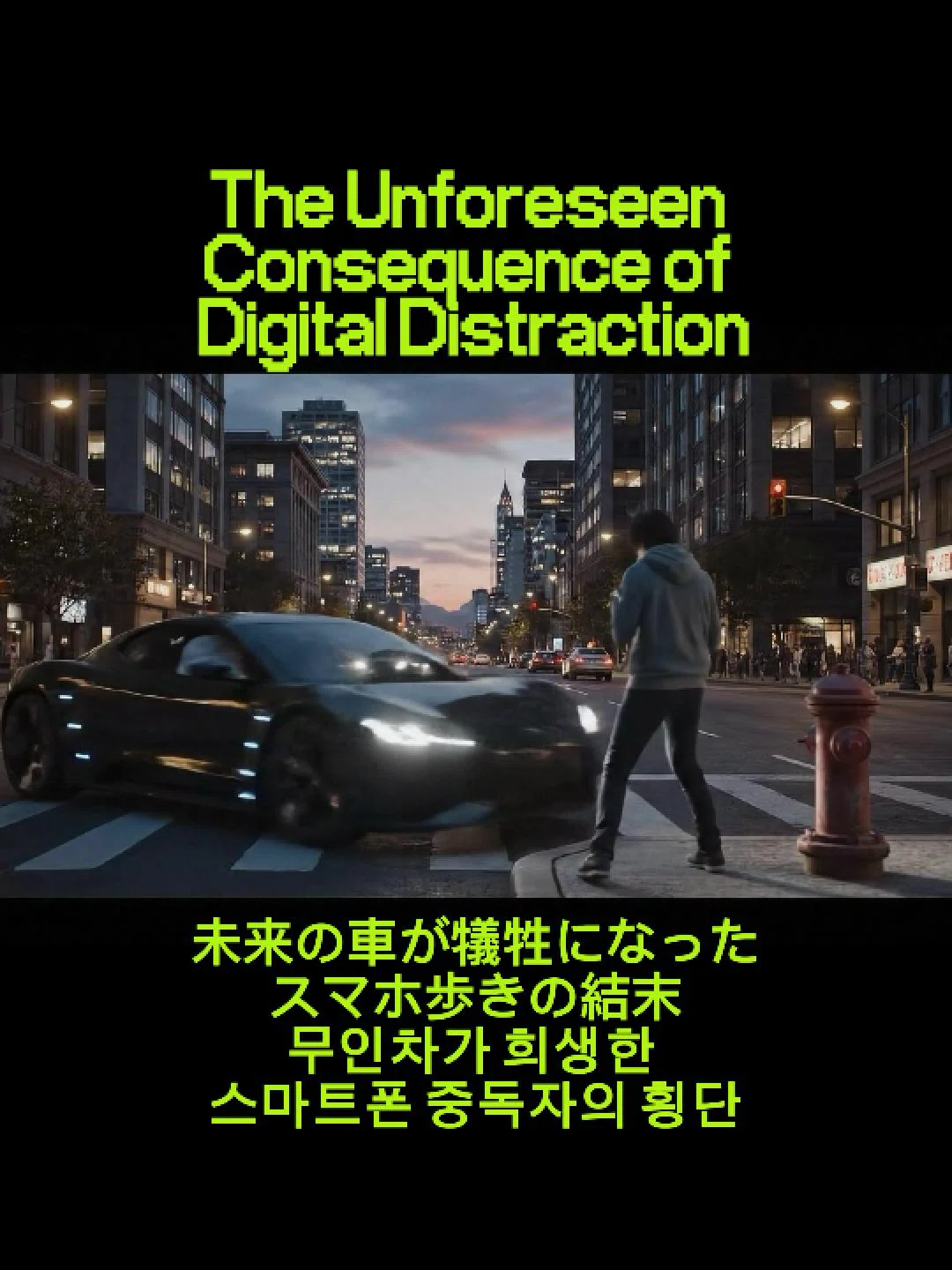 未来の車が犠牲になったスマホ歩きの結末The Unforeseen Consequence of Digital Distraction무인(01)
