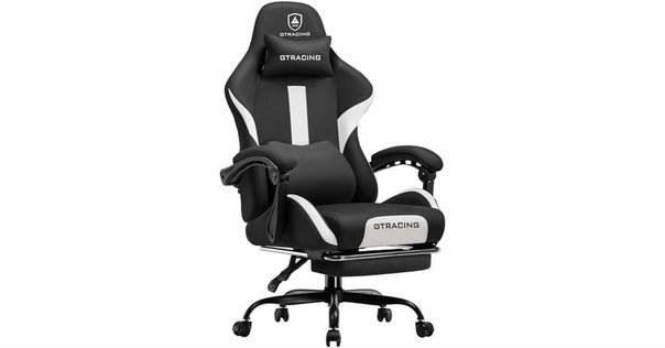 【美品】GT racing ゲーミングチェア　GT901BLACK GT901-BLACK Gaming Chair with Footrest | GTRACING