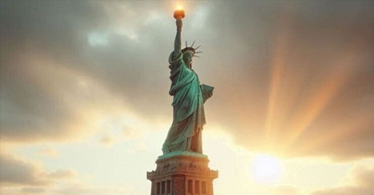 NY 自由の女神　えんぴつ画 🗽 自由の女神像（The Statue of Liberty）希望と友愛の光