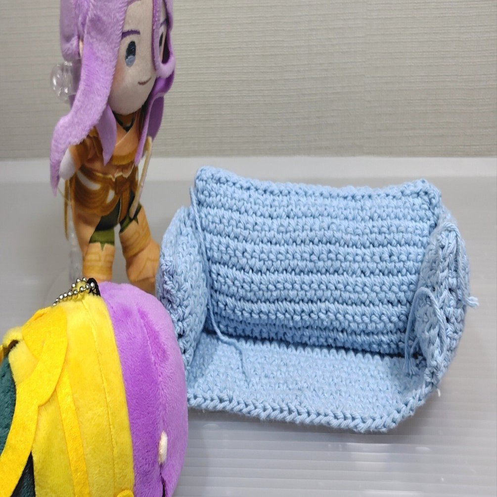 🧶ぬい用二人がけソファに挑戦！編みかけレポ│編みログ｜しずく