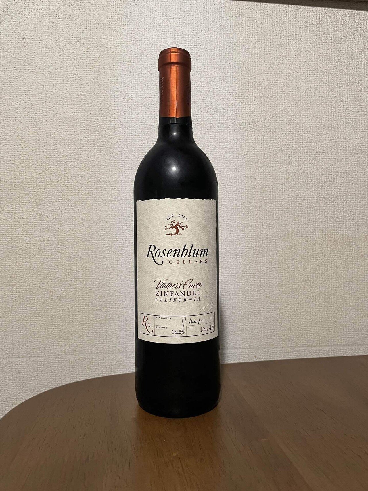 コンティニュアム 2015 750ml Rosenblum Cellars Vintner's Cuvee Zinfandel NV 🍷｜かっしー