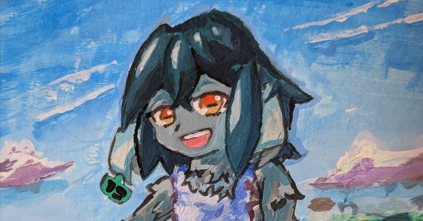 アナログでうちの子を描いたよ。アクリルガッシュ初挑戦。｜ぼこいた