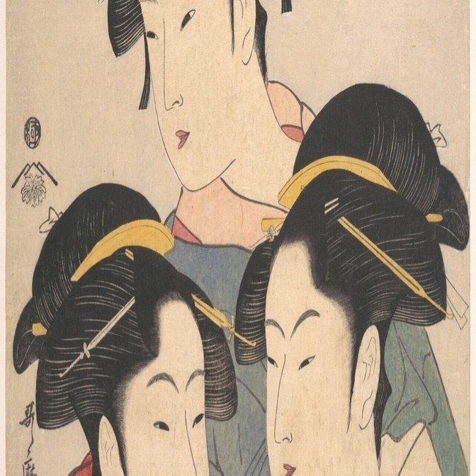 喜多川歌麿の名作「寛政の三美人」をAIでリアルにしてみた｜カジュアル