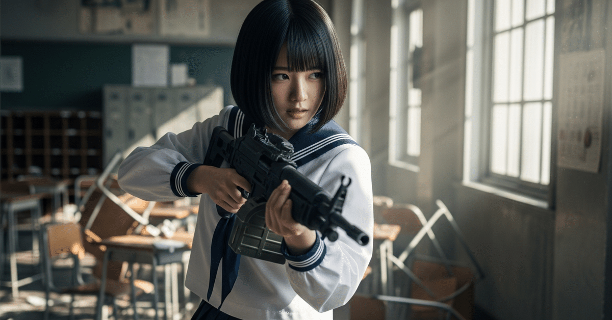 ある日の極楽蜻蛉090-機関銃を持つ女子高生：挿入曲「セーラー服