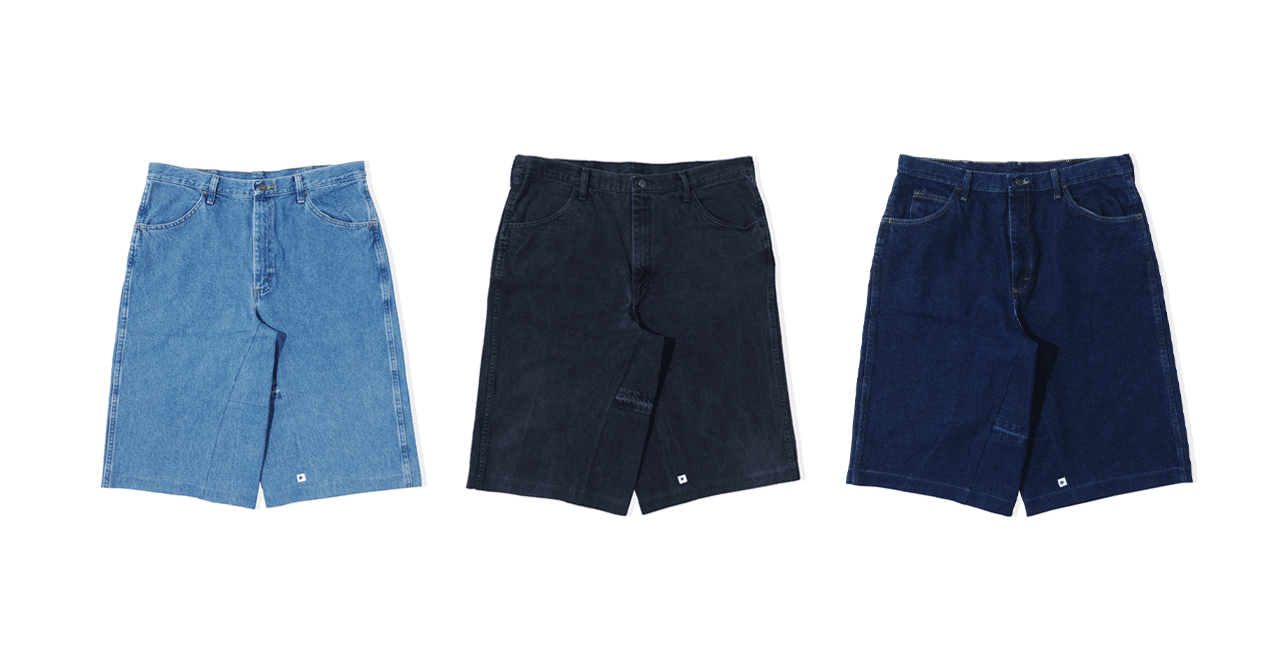 サグでもない、ギャングでもない、太い膝下丈デニムバギーショーツを