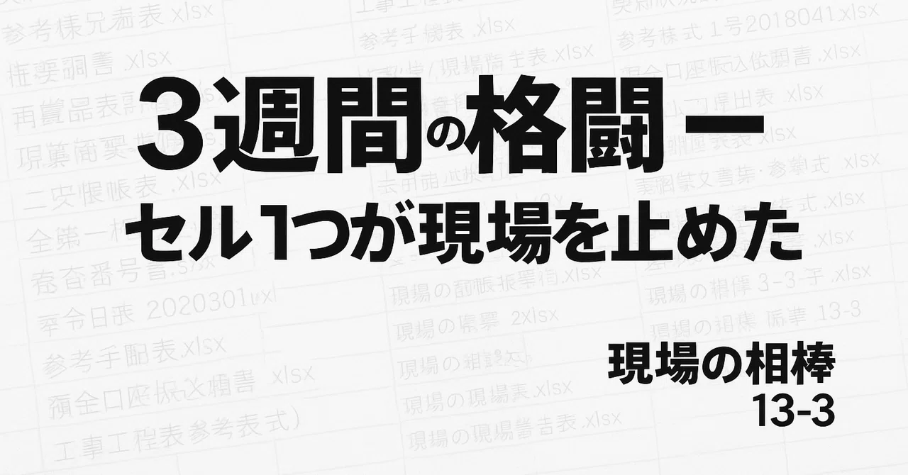 A Three-Week Struggle: How a Single Cell Halted the Job Site｜大ちゃん