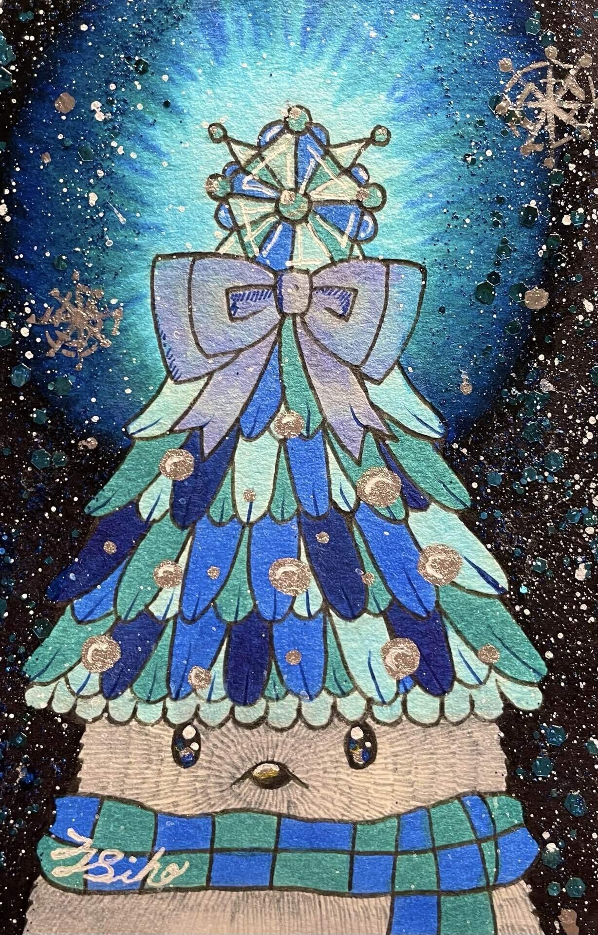 クリスマスツリーとシマエナガ🎄｜フクロウシホ