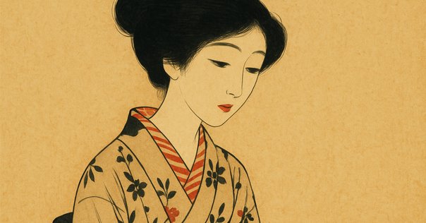 竹久夢二 着物美人 肉筆水彩画・夢二式美人 だらり帯・大正ロマン・ty06g 大正ロマンの象徴・竹久夢二が描く華奢で優美なシルエットの美人