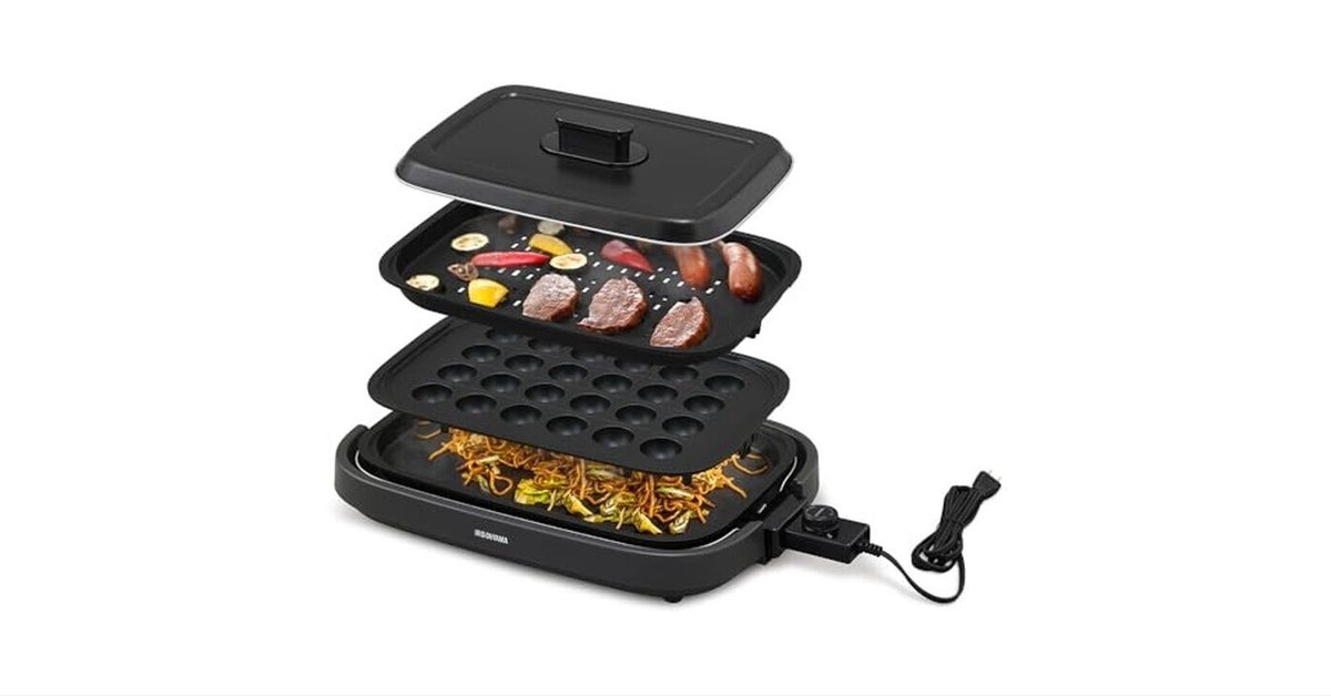 ホットプレート 網焼き風 (焼肉/平面/たこ焼き 24穴) 焼肉 網焼きプレート