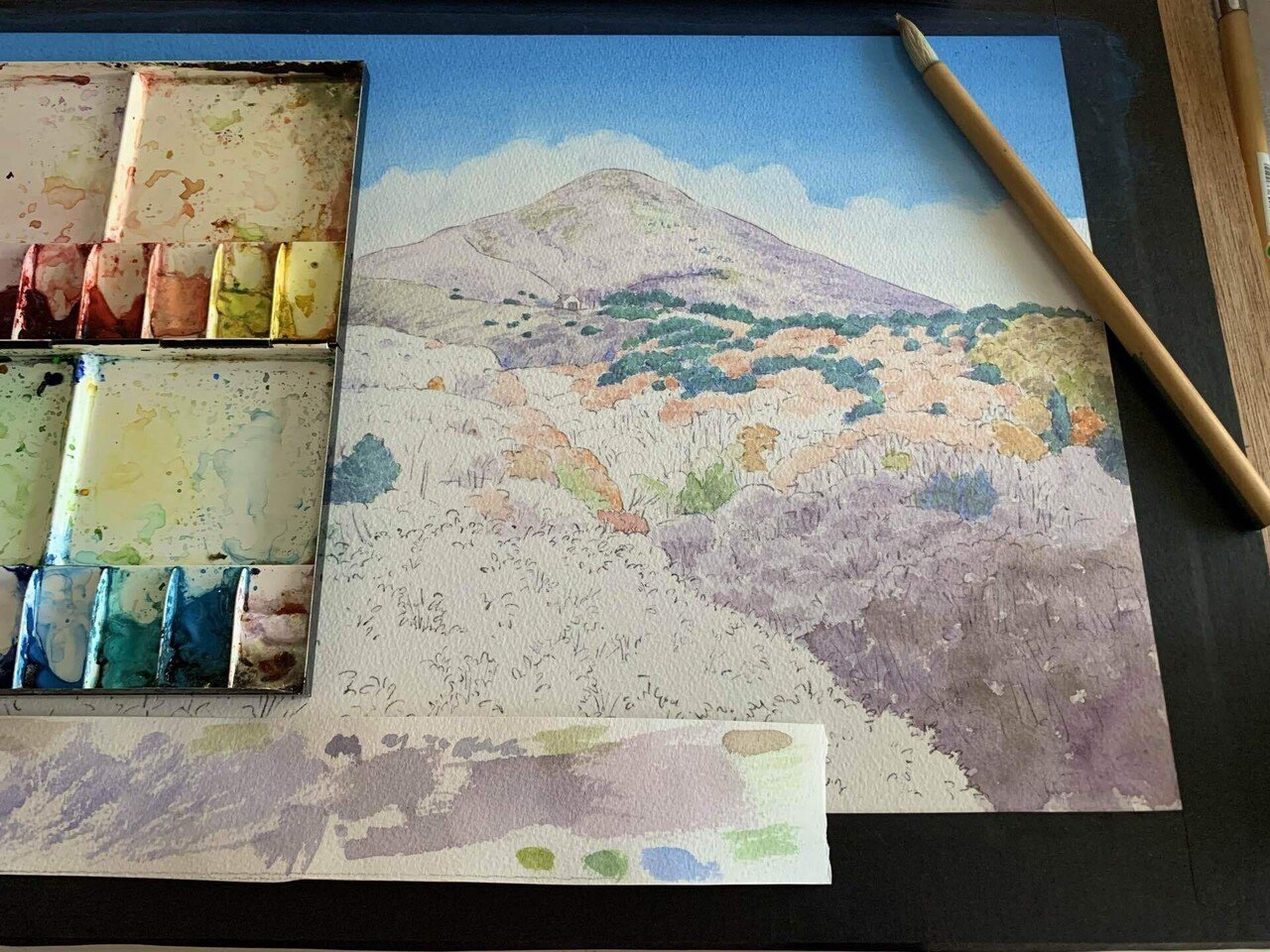 晩秋の磐梯山 水彩画メイキング｜かんざきかりん