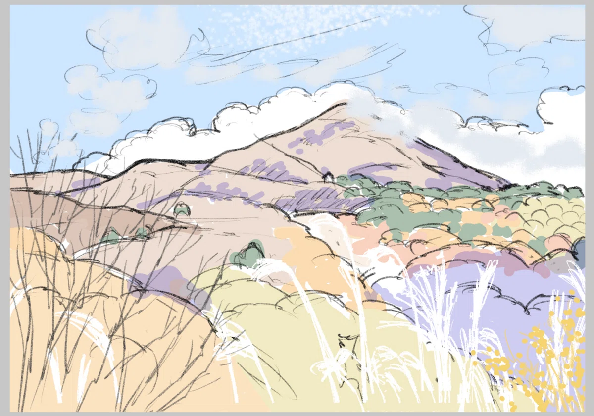 晩秋の磐梯山 水彩画メイキング｜かんざきかりん