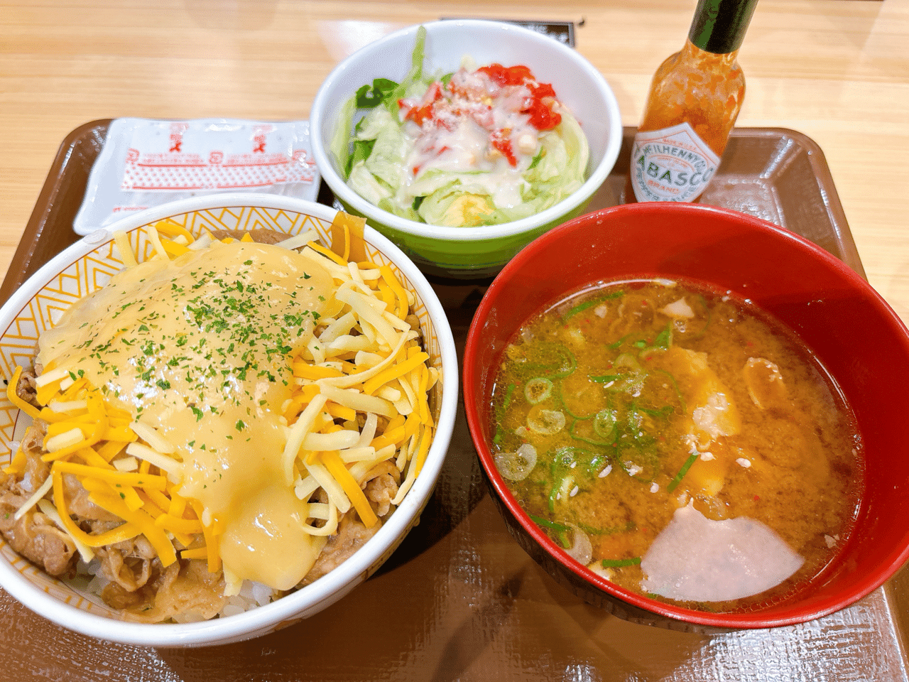 【レモン牛乳様まとめ買い対応】今里線80系他 今夜はすき家でチーズ牛丼シーザーサラダ豚汁セット お待たせ