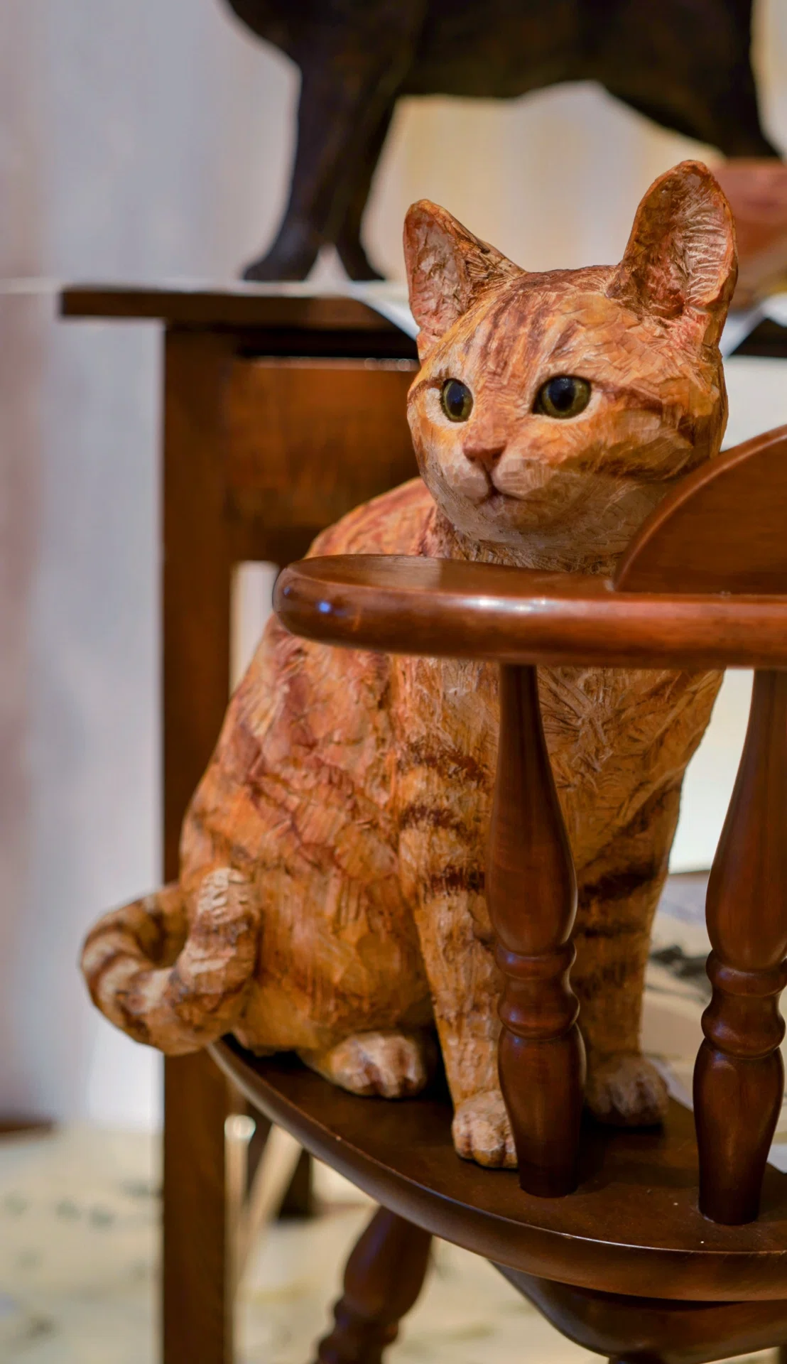 彫刻家はしもとみお作 木彫「猫」Wood carving 