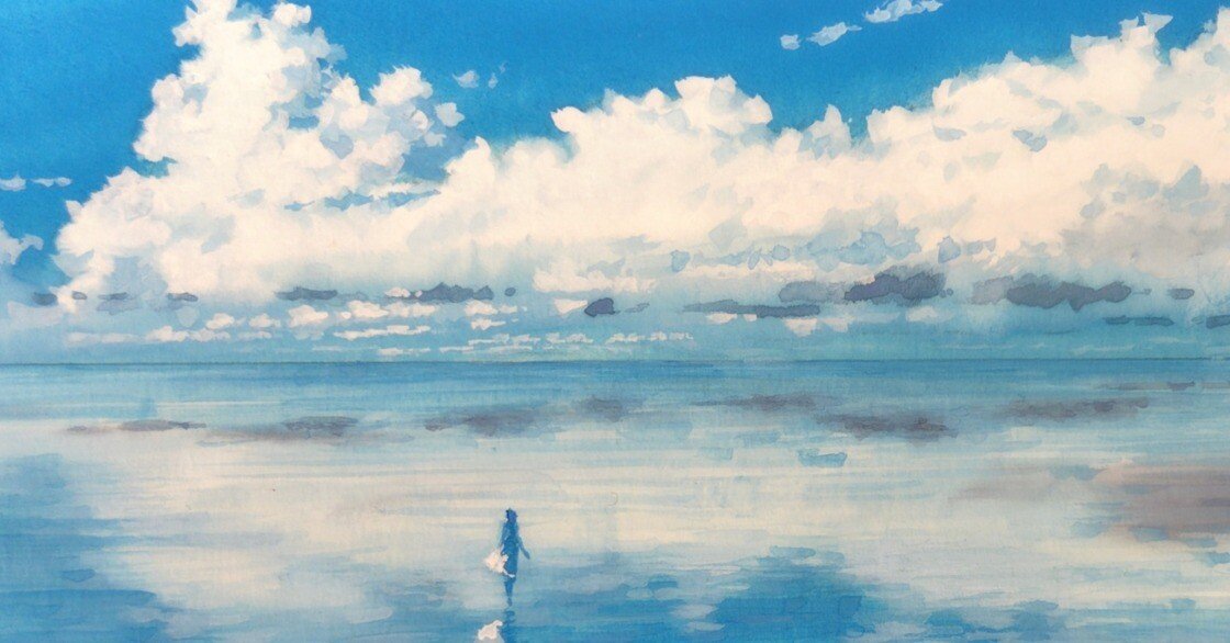 風景画【盛夏】 風景イラスト『夏の果てまで』完成！｜岩本晋司@画家