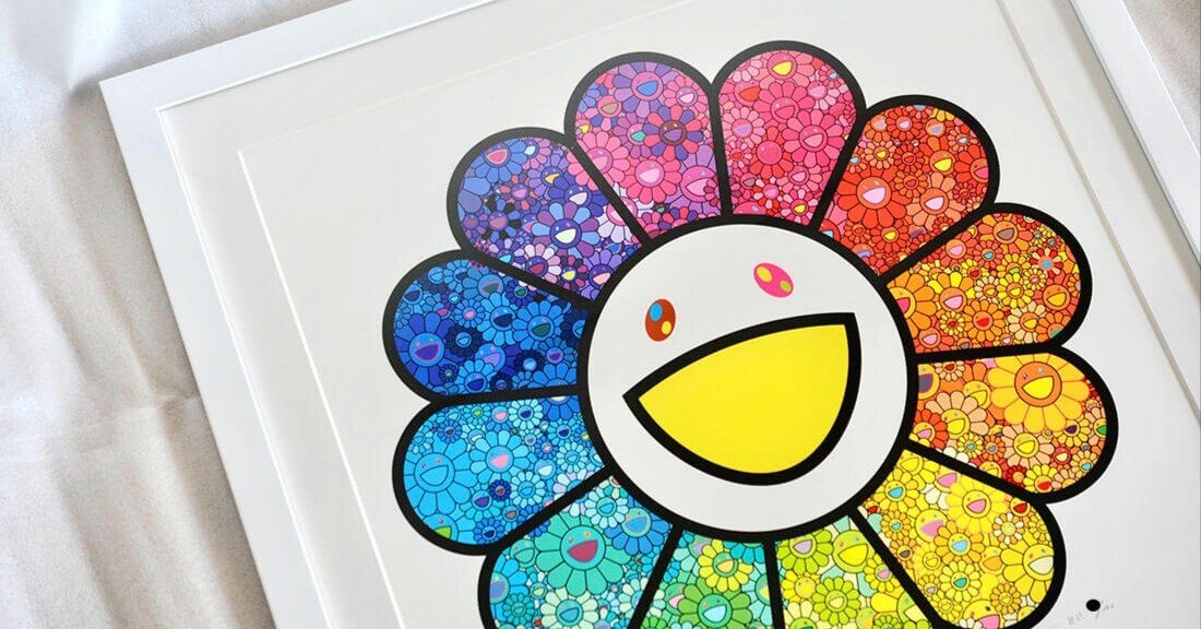 村上隆の「お花の森」を額装しました｜ノイズキング藝術額装店