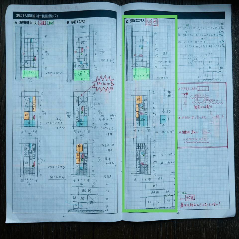 一級建築士製図試験 【勉強法】課題のまとめノート : 同じ間違いを2度