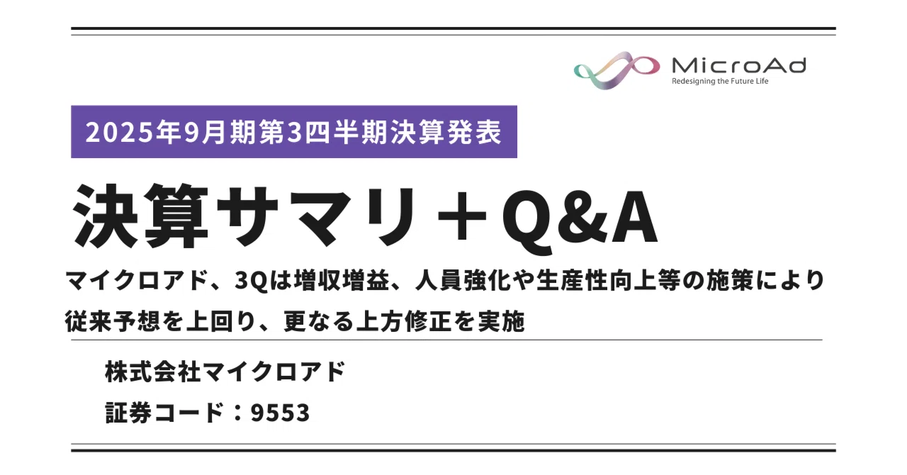 マイクロアド】2025年9月期第3四半期決算サマリ＋Q&A｜マイクロアド IR
