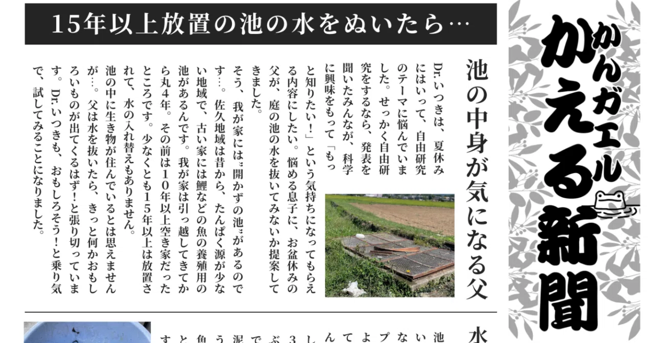 15年以上放置の池の水をぬいたら…【かんガエルかえる新聞 第14号