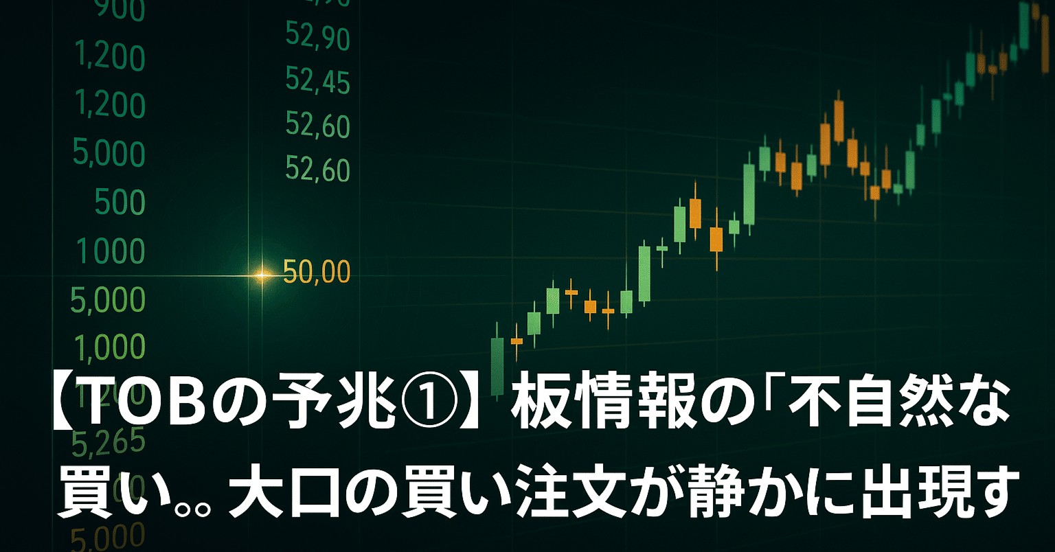 TOBの予兆①】板情報の「不自然な買い」。大口の買い注文が、静かに出現する｜日本個別株デューデリジェンスセンター