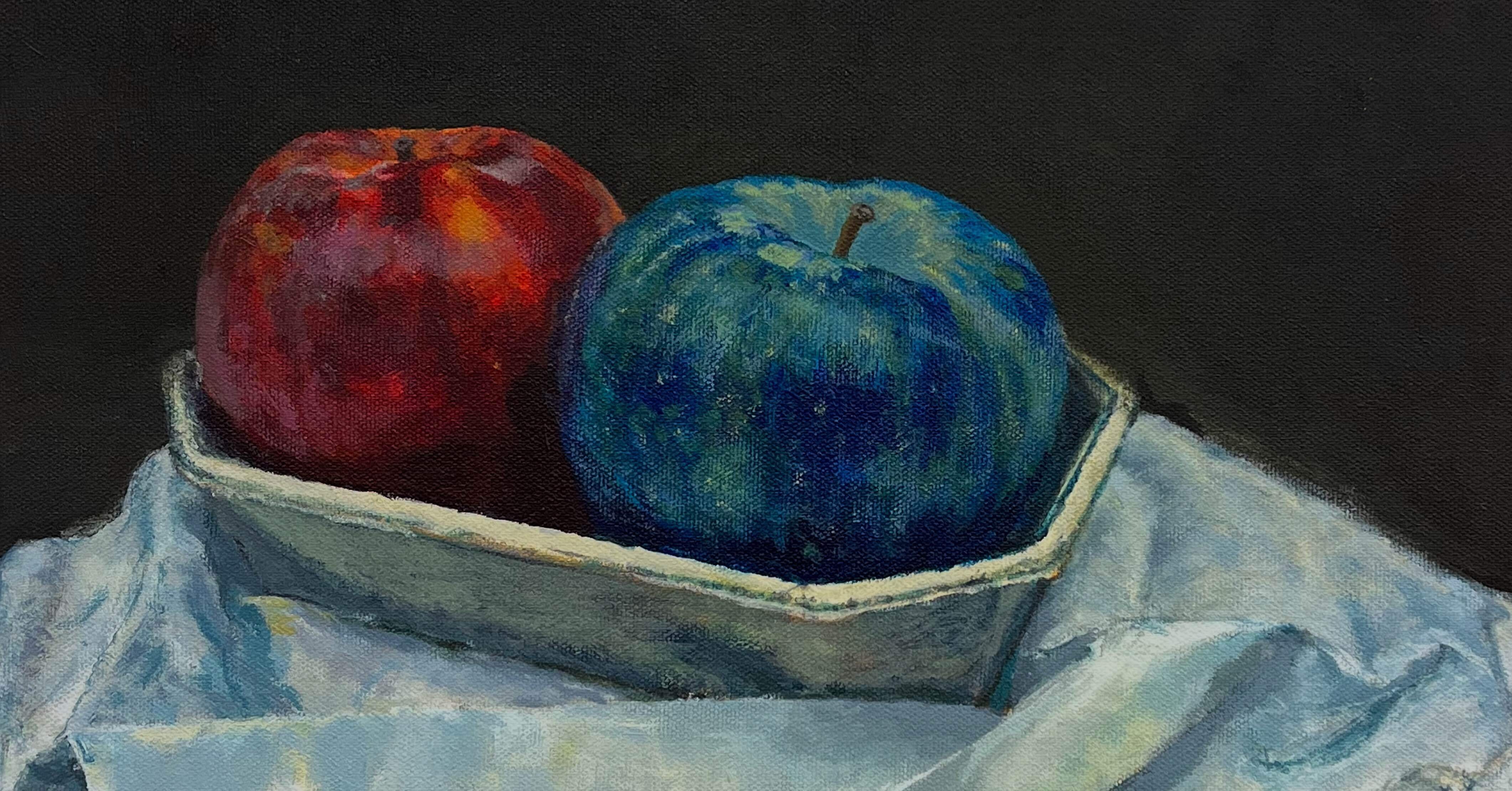 初のアクリル画投稿「青いリンゴの絵」｜メタオ屋 シュン