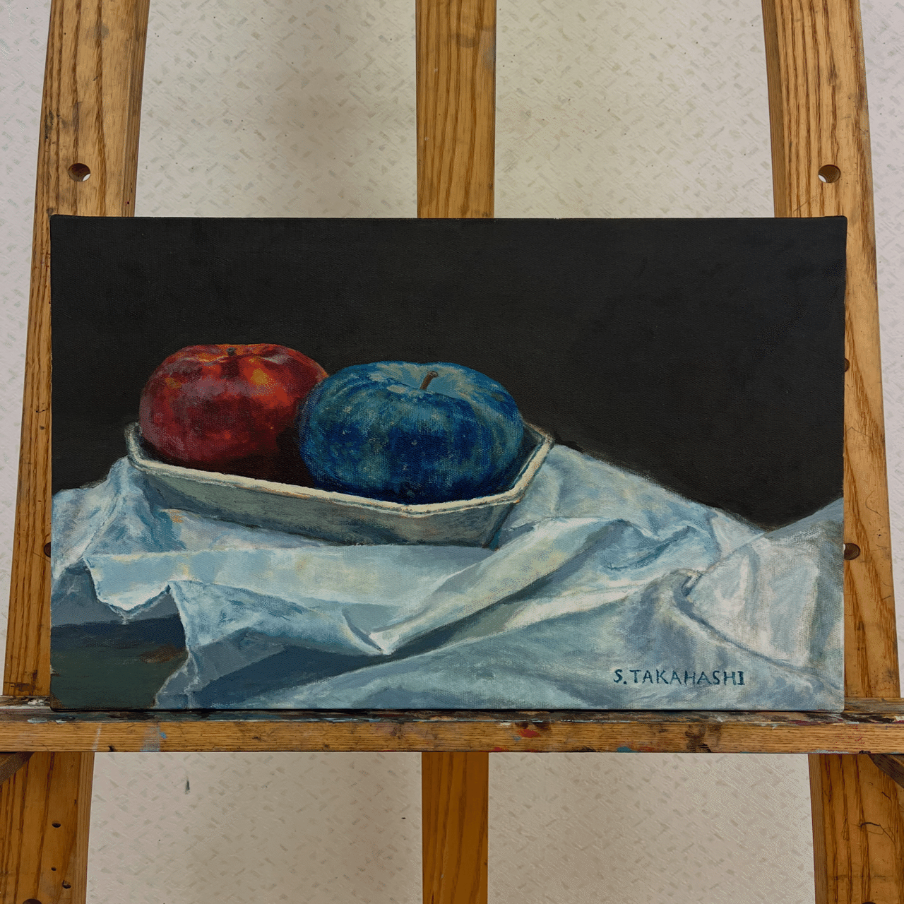 初のアクリル画投稿「青いリンゴの絵」｜メタオ屋 シュン
