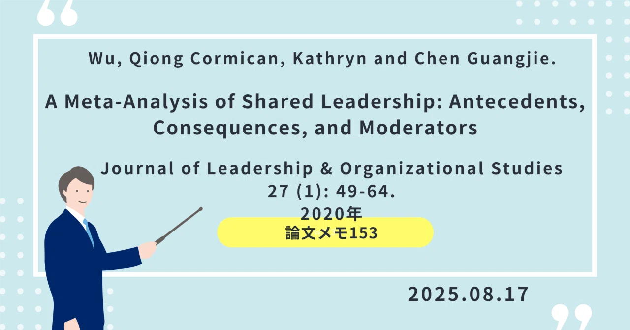[Paper Memo 153] Antecedents and Mechanisms of Shared Leadership (Meta ...
