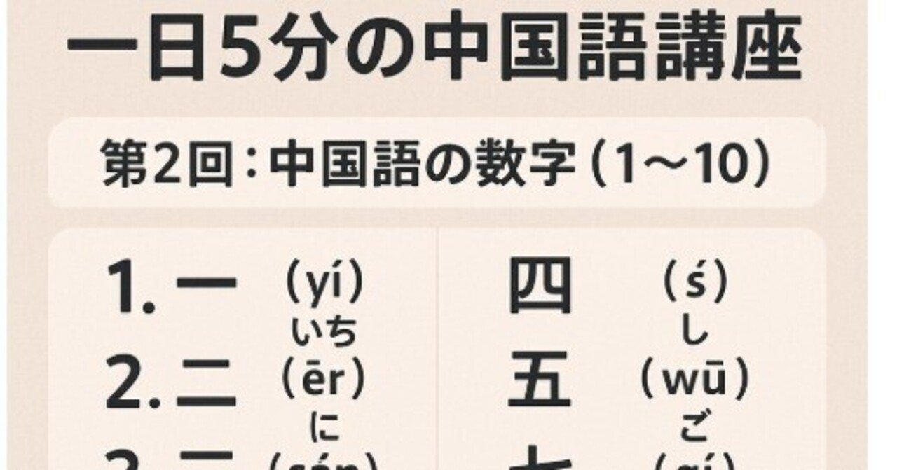 中国語 📖 第2回：中国語の数字（1～10）｜ニュース解説CHATGPT 中国語学習