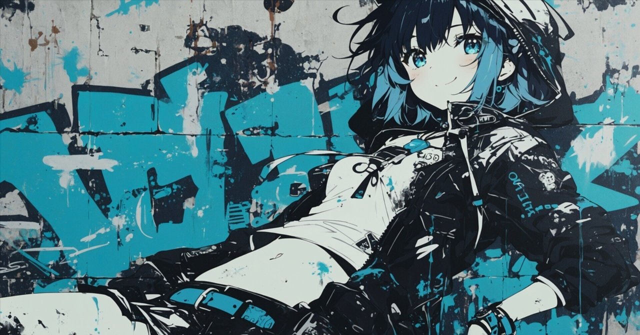 イラスト作成4 AIイラスト制作記｜初心者でも描ける！モノクロ×スプレーのストリート