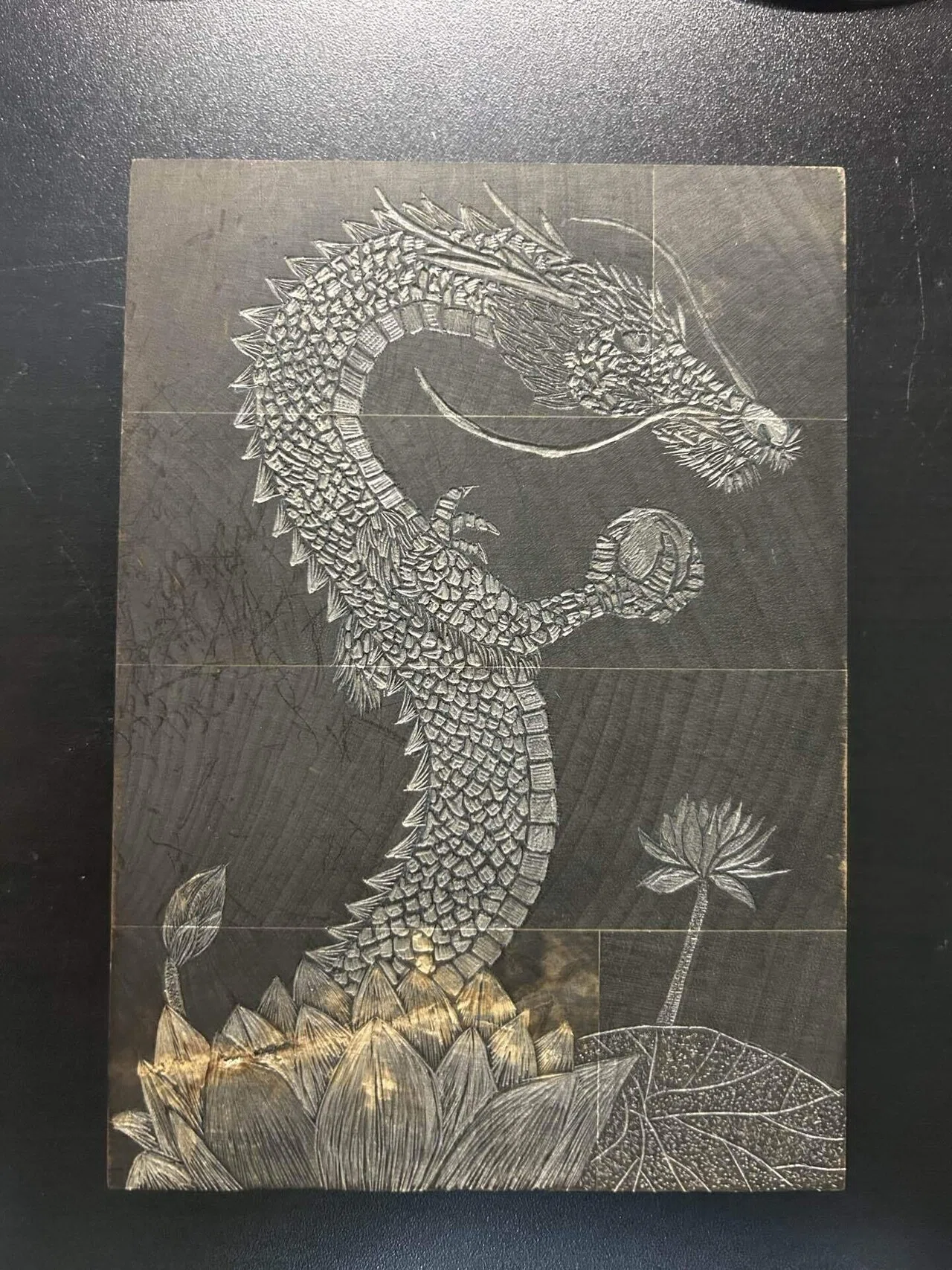 Lotus and Dragon Carved!｜聰 版画・創作日記・作業記録・スケッチ