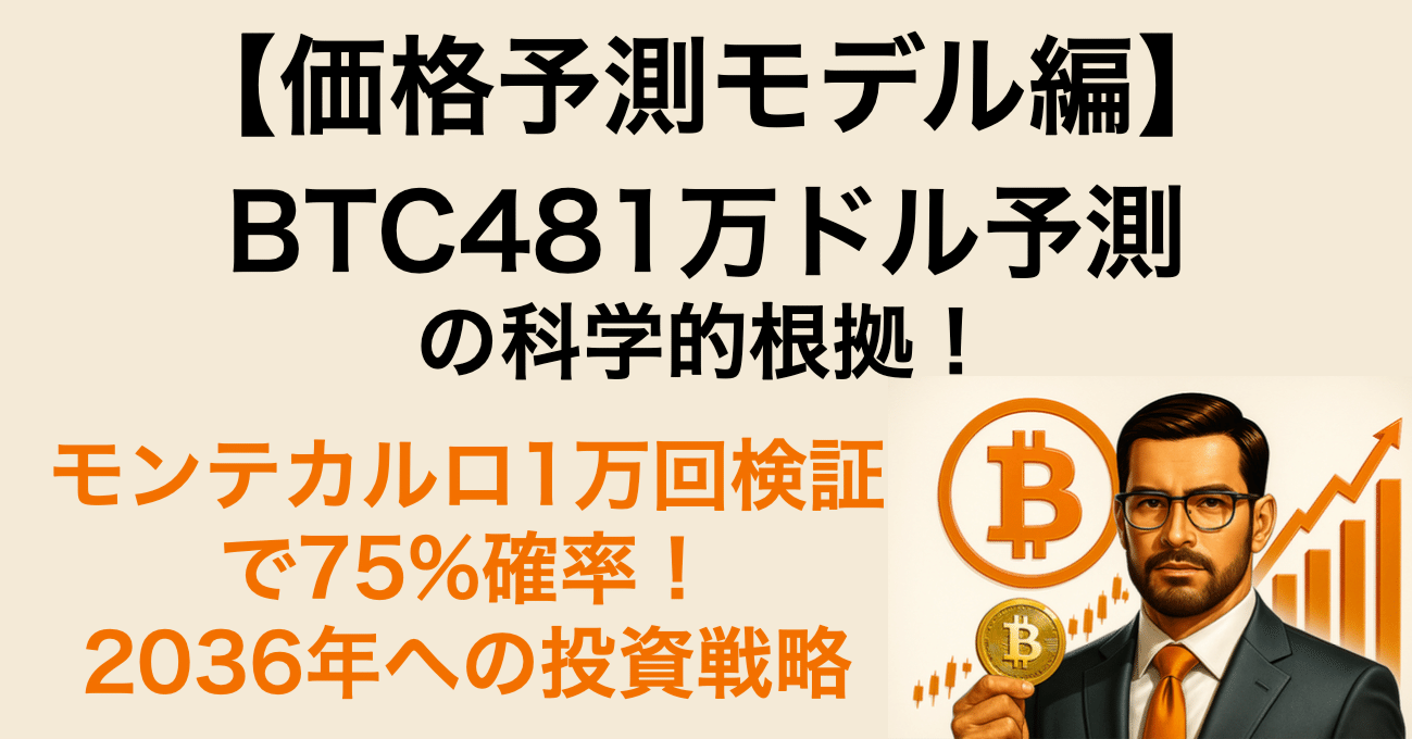 🎓【価格予測モデル編】BTC481万ドル予測の科学的根拠！モンテカルロ1万回検証で75%確率！2036年への投資戦略｜ビットコイン一本リーマン