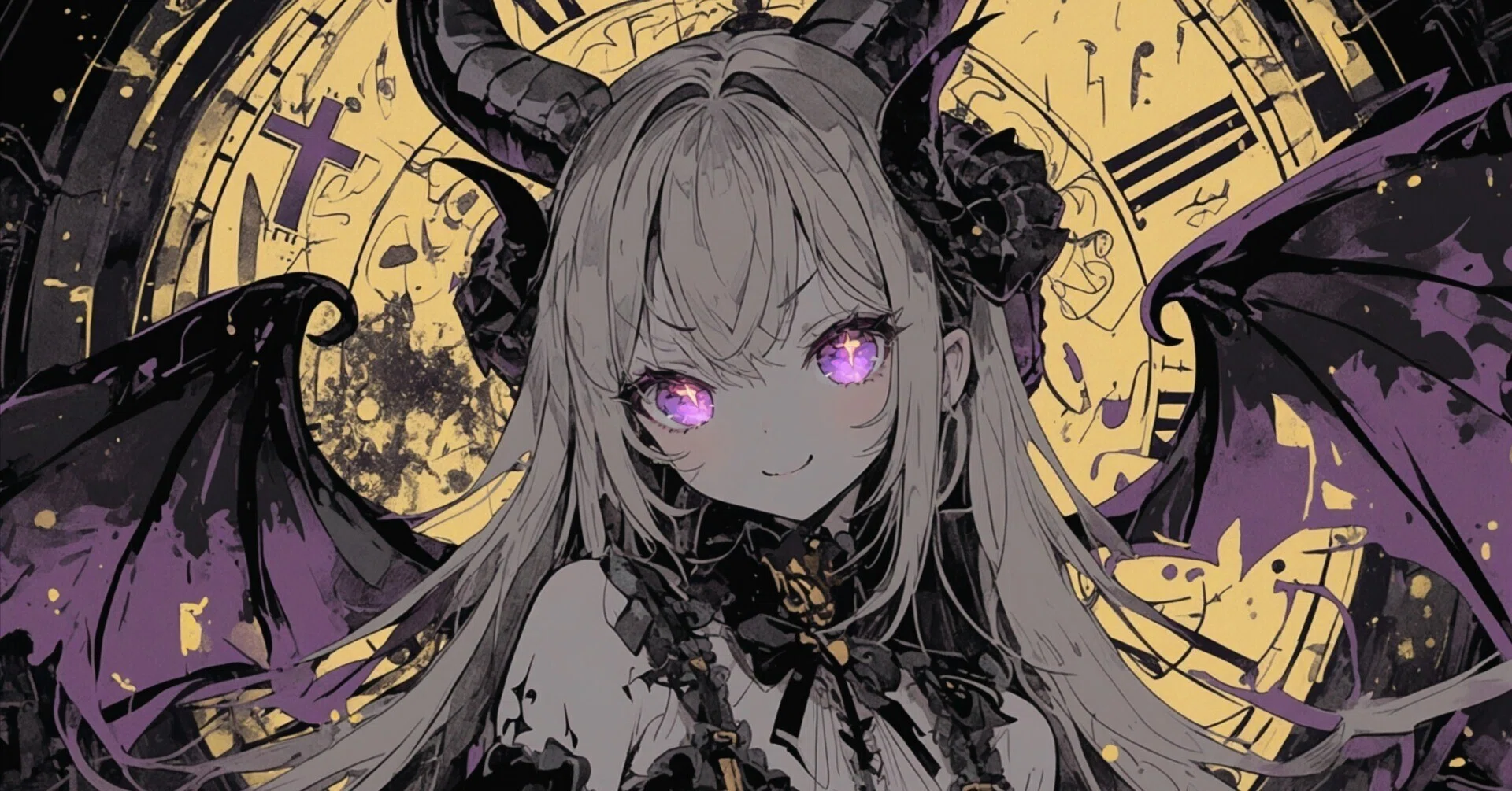 カラフルな悪魔さんの鉛筆画 フレーム付き AIイラスト制作記｜鉛筆質感×限定2色で描く「時を司る悪魔の少女