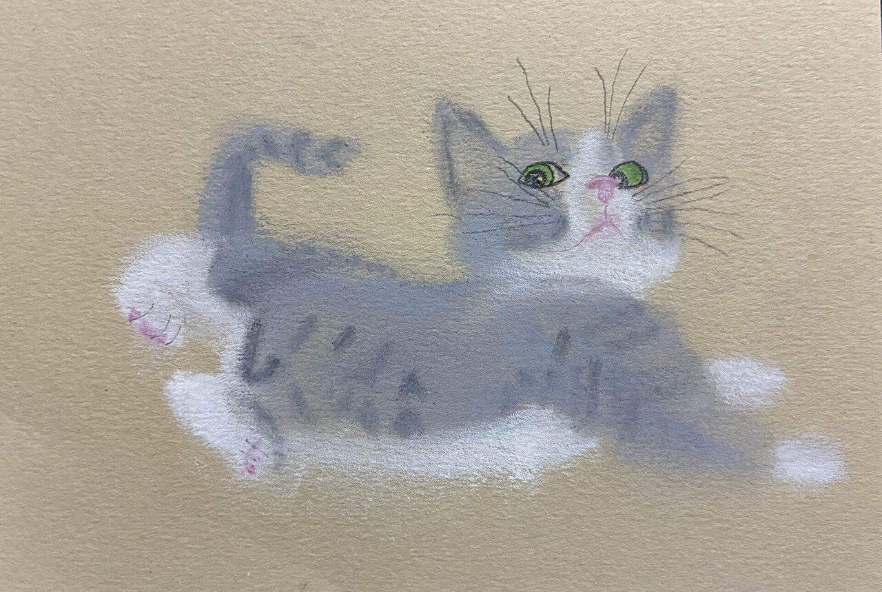 子猫のパステル画です。｜まる