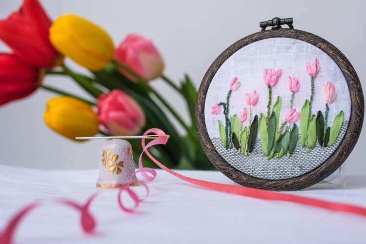 A.F.Eシルクリボンで作るチューリップの花刺繍｜Art Fiber Endo｜note