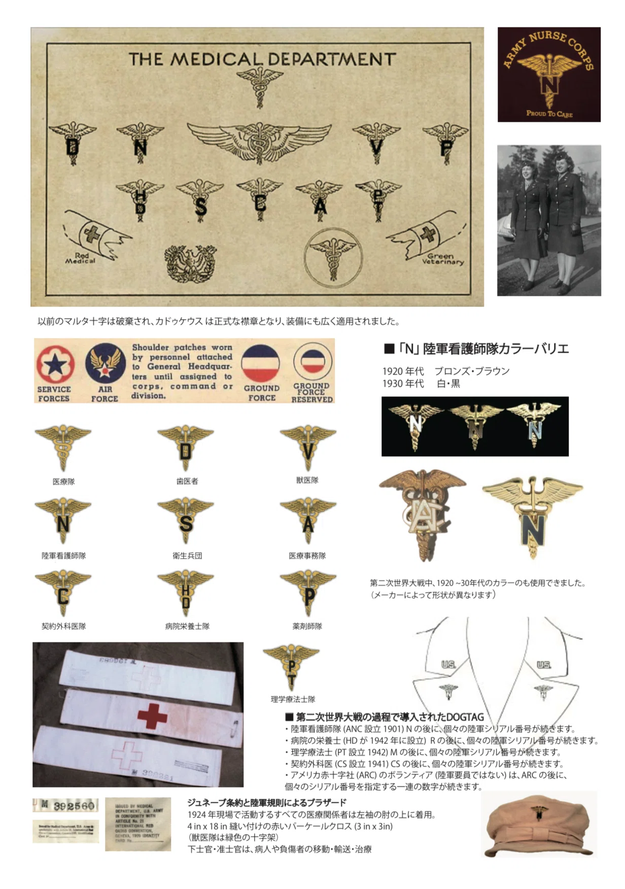 ☆1940年代＊アメリカ軍・陸軍＊看護将校章＊英国メイド＊シングル