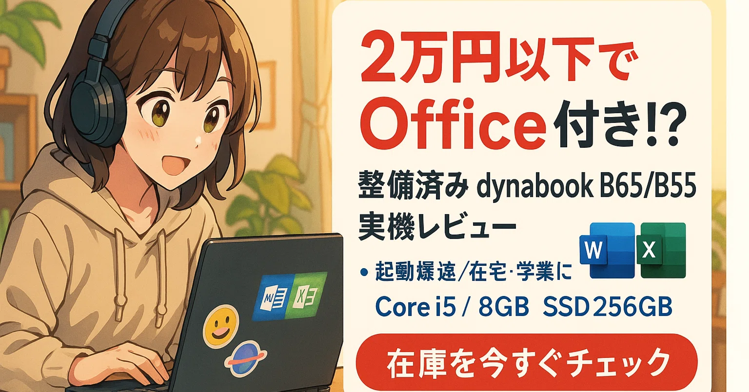 嘘でしょ？】Office付きで2万円以下！東芝dynabook B65/B55 整備済み品